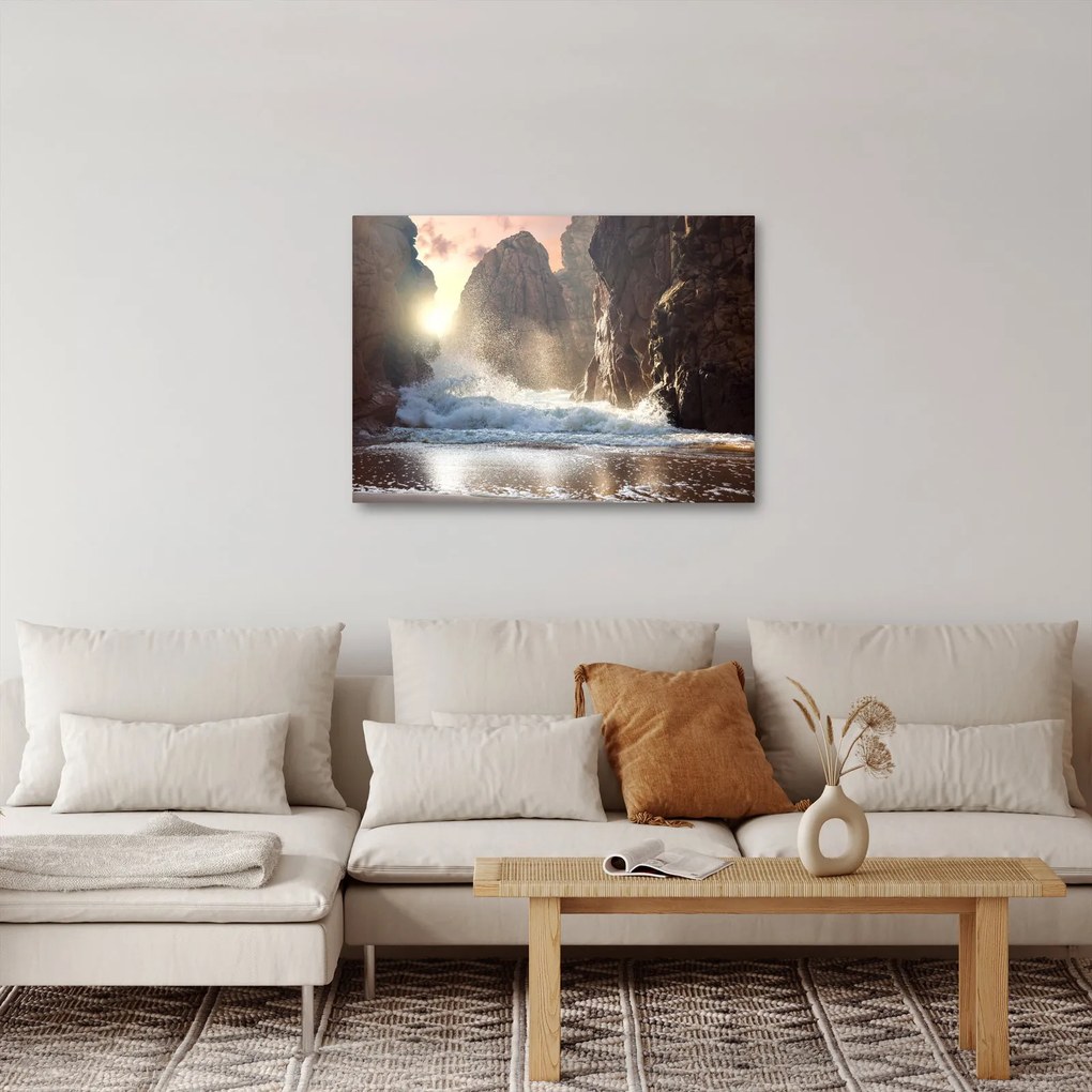 Obraz - Skały i fale oceanu (70x50 cm)