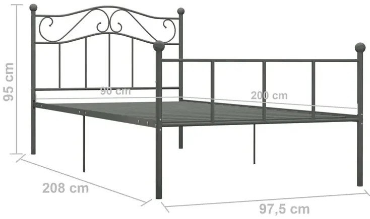 Szare metalowe łóżko w stylu industrialnym 90x200 cm - Fiosa