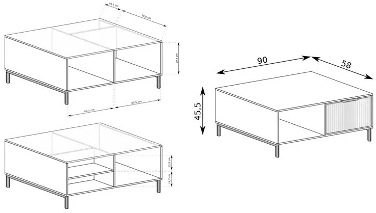 Granatowy stolik kawowy z lamelami C5-Z02