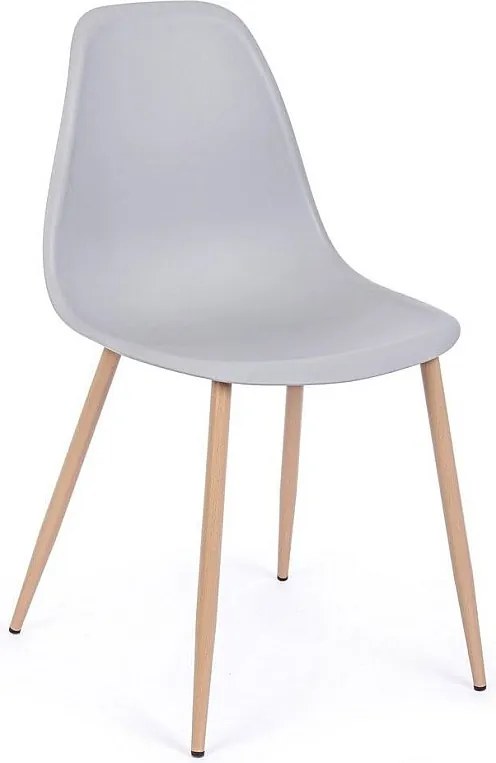 Zestaw 4 szarych krzeseł z polipropylenu z metalowymi nogami - MANDY