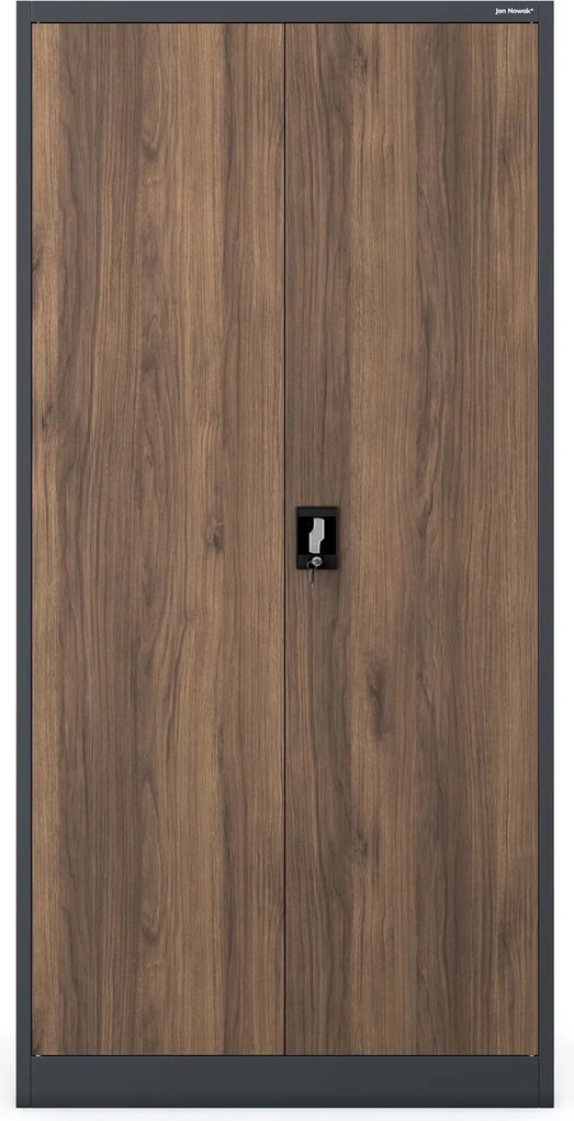 Socjalna szafa ubraniowa Eco Design Dawid, 90x45x185 cm, antracyt/orzech