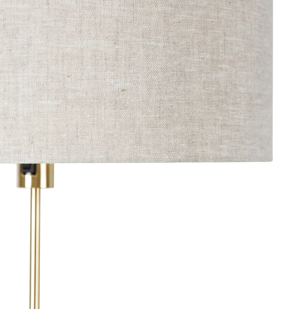 Lampa podłogowa regulowana złota z abażurem w kolorze jasnoszarym 50 cm - ParteDesignerski Oswietlenie wewnetrzne