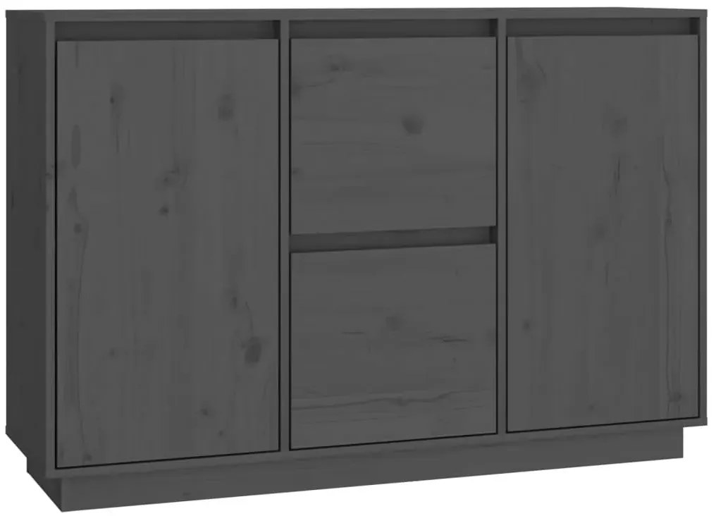 Szara komoda z litego drewna z 2 szufladami C5-P29