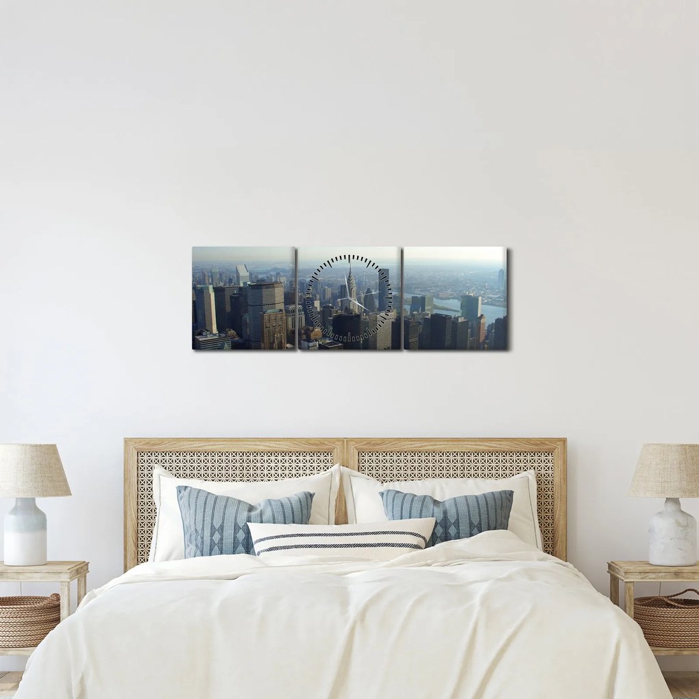 Obraz - Manhattan za dnia (z zegarem) (90x30 cm)