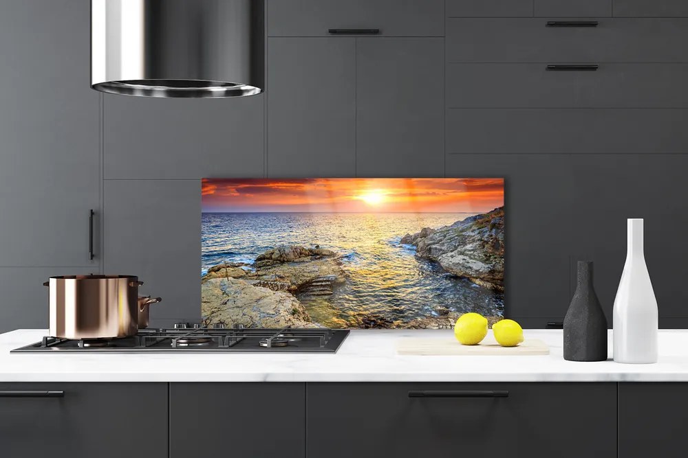 Szkło do Kuchni na Ścianę Odblask Słońca Na Falach