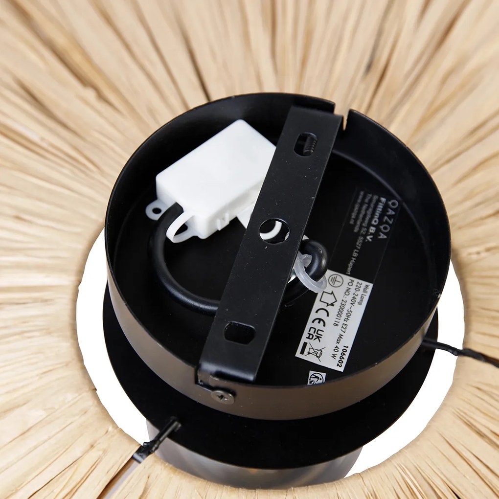 Rustykalna lampa ścienna czarna ze sznurkiem 45 cm - Leia