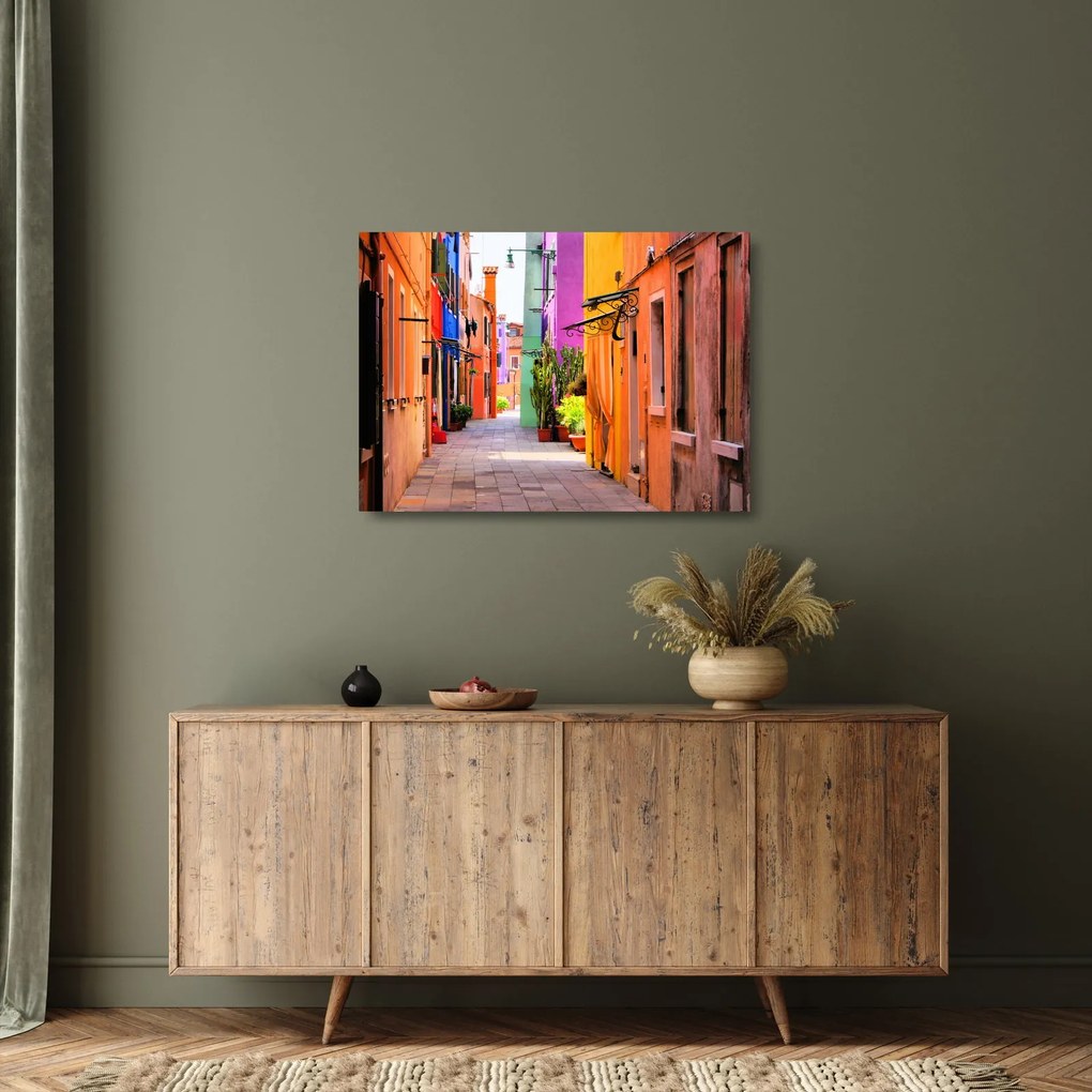 Obraz na szkle - Kolorowy dom w Burano, Wenecja (70x50 cm)