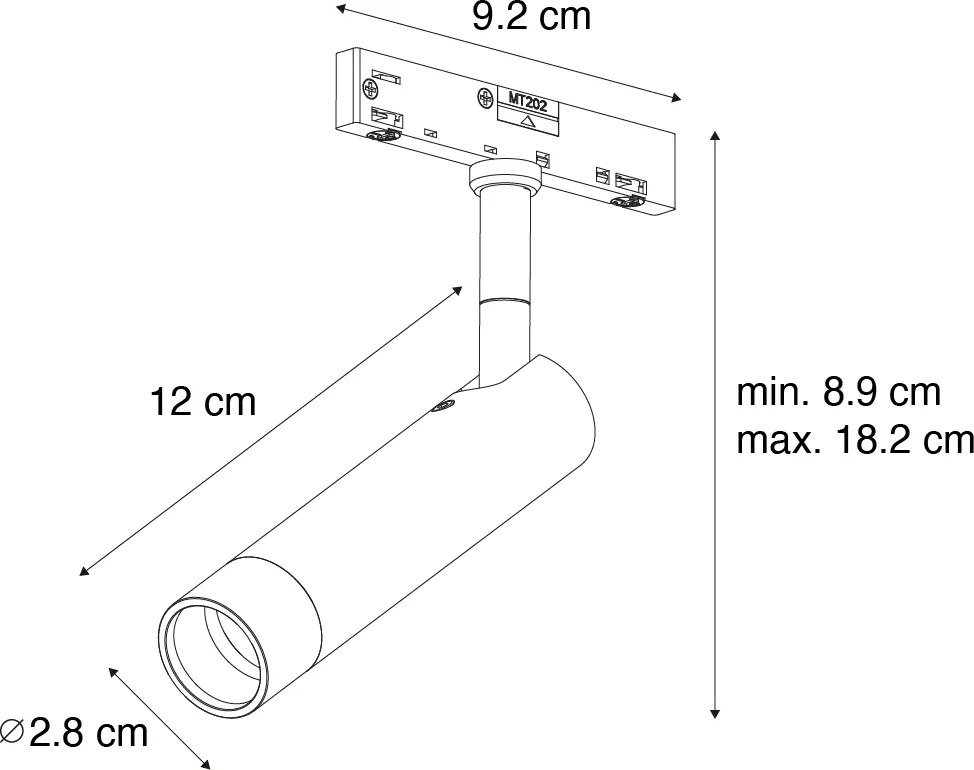 Nowoczesny reflektor Slimline Uzzy w kolorze beżowym z czarnym wykończeniem do systemu szynowego jednofazowego