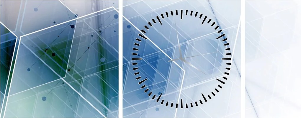 Obraz - Kształty geometryczne (z zegarem) (90x30 cm)
