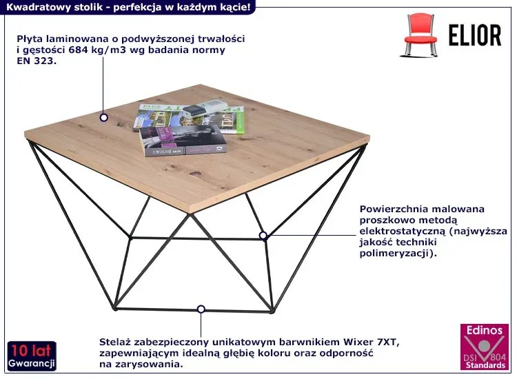 Industrialny stolik kawowy dąb artisan + czarny Bosta