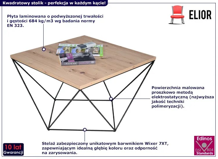 Industrialny stolik kawowy dąb artisan + czarny - Mokita 3X