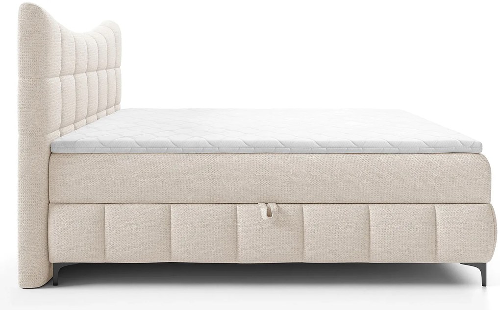 Beżowe pikowane łózko z pojemnikiem 5 rozmiarów N5-B47