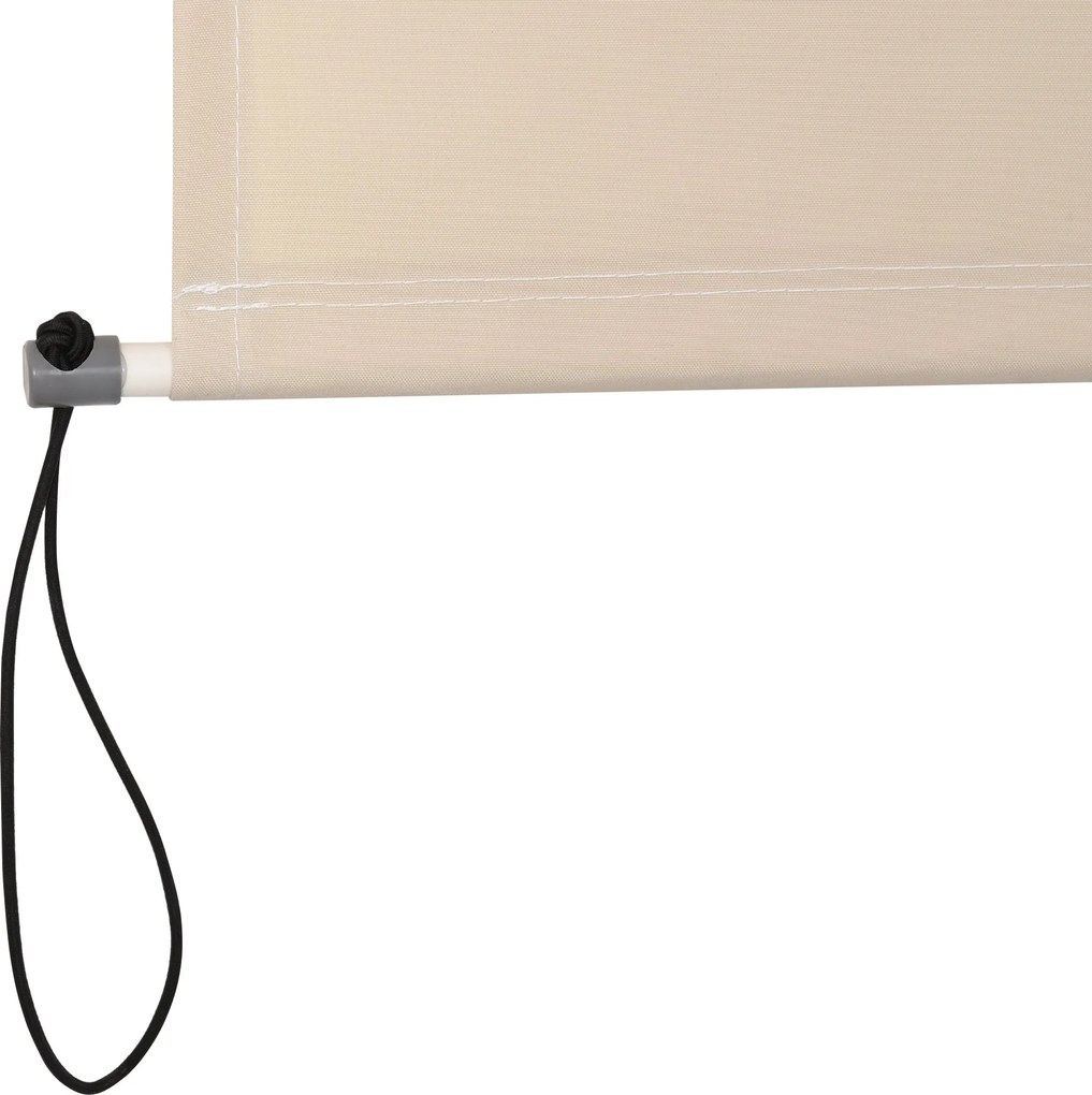Outsunny Markiza Pionowa na Balkon, Markiza Pionowa, Ochrona przed Wiatrem, Rolka Boczna, Osłona, Ręczny Mechanizm Korbkowy, Polyester+Aluminium, Kremowy, 200 x 120 cm