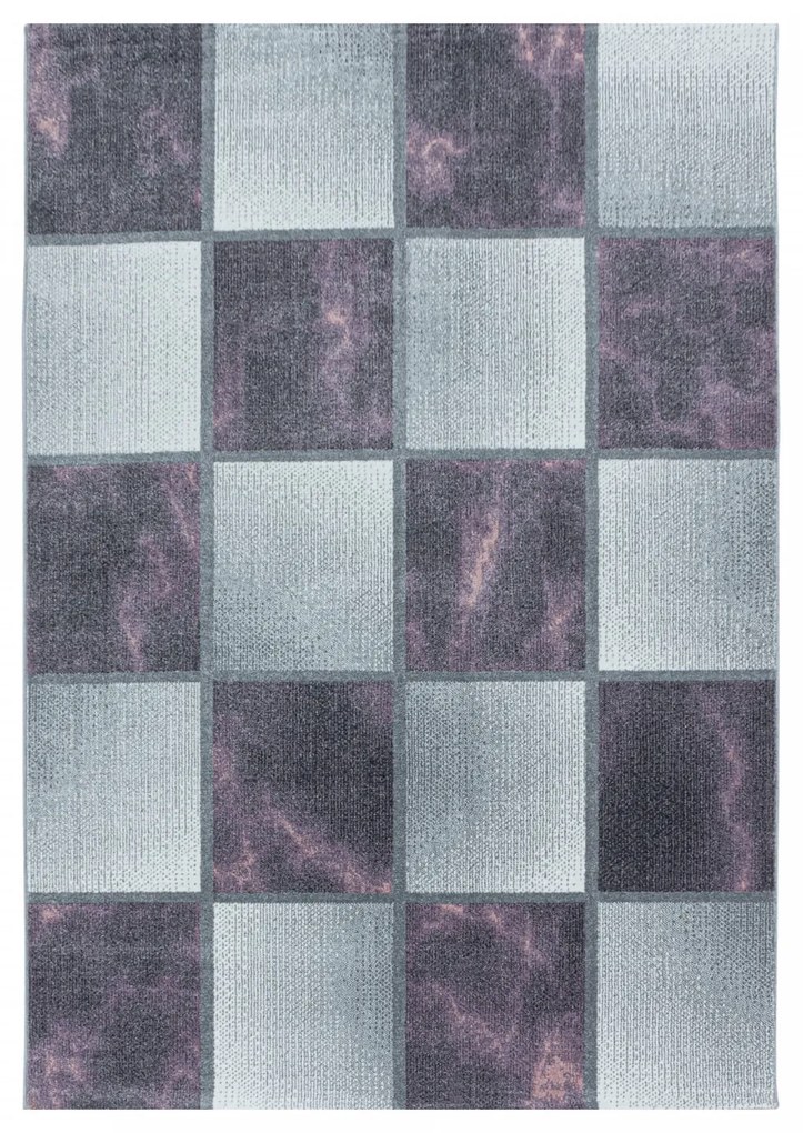 Dywan nowoczesny Ottawa kwadraty fioletowo-szary 140 cm x 200 cm