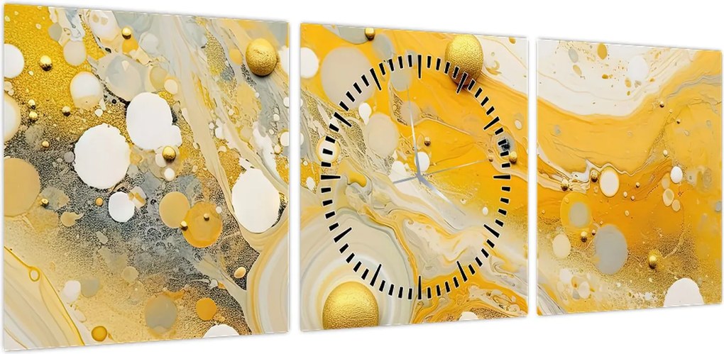 Obraz - Abstrakcyjne tło ze złotą dekoracją (z zegarem) (90x30 cm)