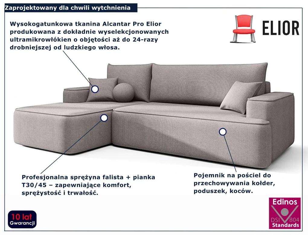 Szary narożnik rozkładany z pojemnikiem F2-M09