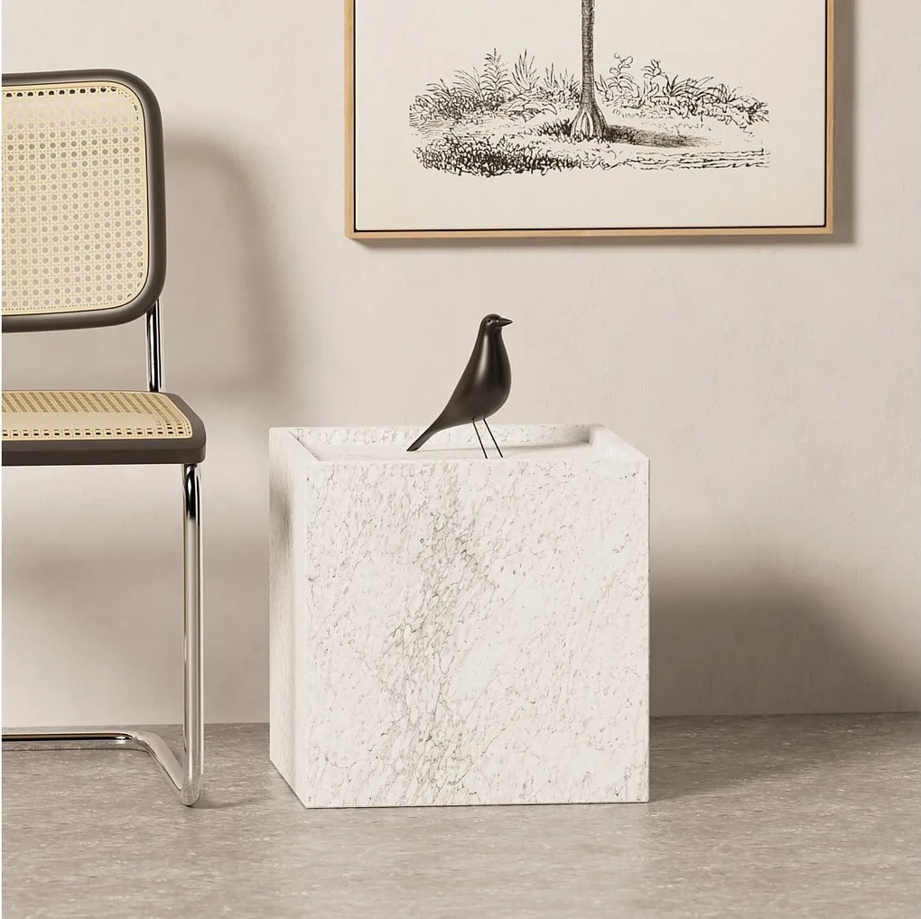 Stolik pomocniczy z marmuru – biały – Crow