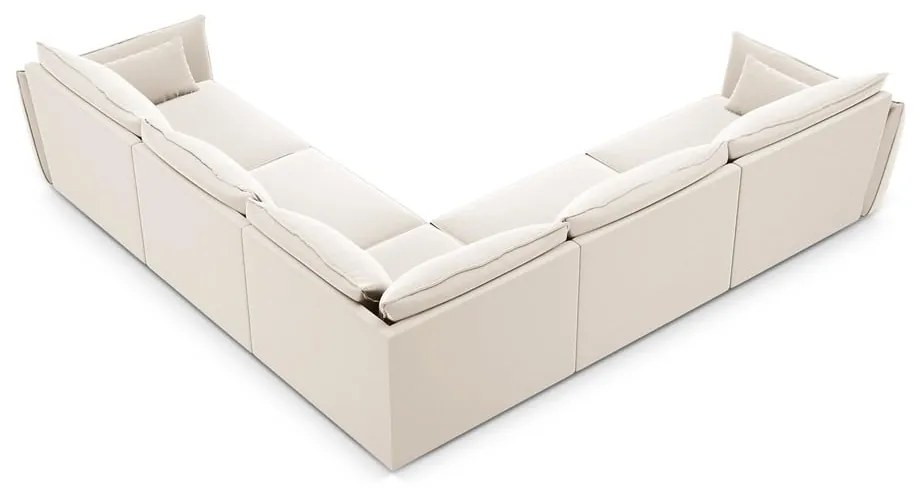 Beżowy aksamitny narożnik Vanda – Mazzini Sofas