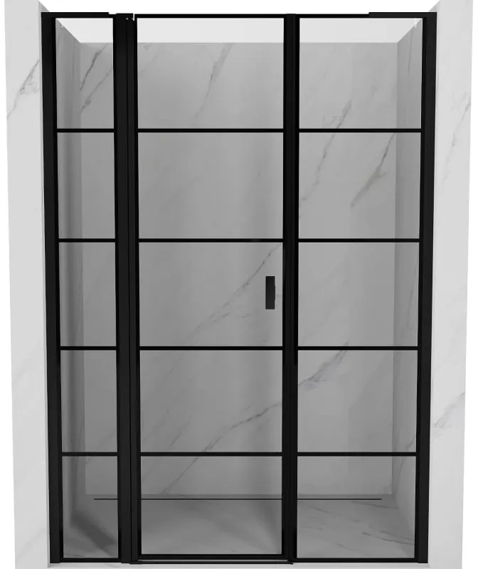 Mexen Mist L drzwi prysznicowe uchylne lewe 155 cm, czarna kratka, czarne - 8A4L-155-001-70-77-L