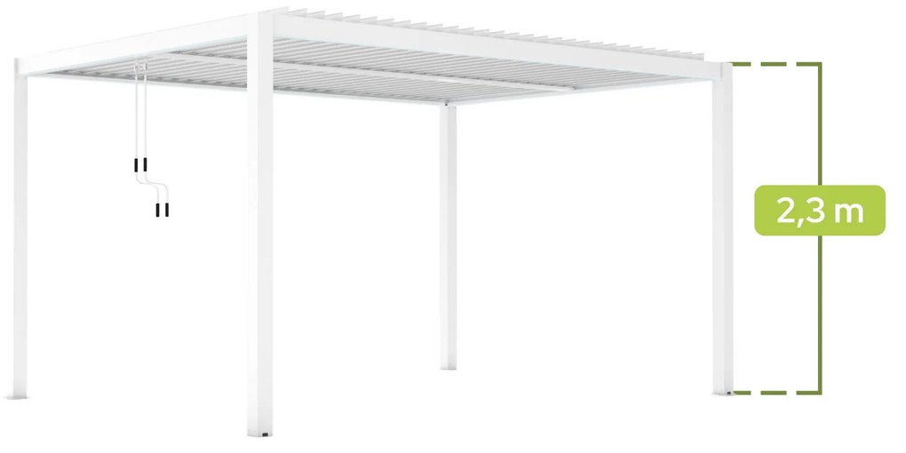 PERGOLA OGRODOWA LUXE 4X4X2.3M ALUMINIOWA Z OŚWIETLENIEM LED BIAŁA