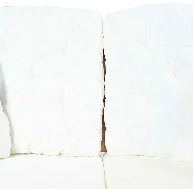 Jasnobrązowa 2-osobowa sofa rattanowa z lnianą tapicerką H3-A65