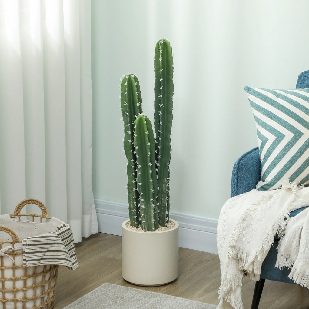 HOMCOM Sztuczna roślina kaktusowa 95 cm z doniczką jak prawdziwa do domu, biura, zielona dekoracja | Aosom PL