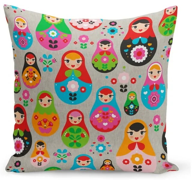Poduszka z wypełnieniem Kate Louise Matryoshka, 43x43 cm