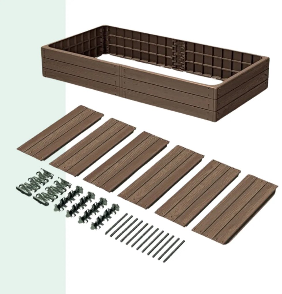 Podwyższona grządka WOODY 149x75,6x25cm, brązowa Prosperplast