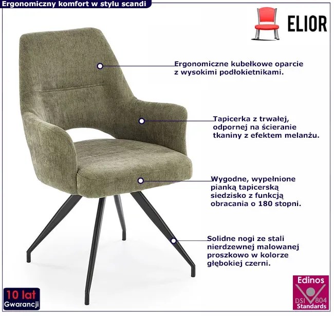 Oliwkowe kubełkowe krzesło obrotowe N0-B81