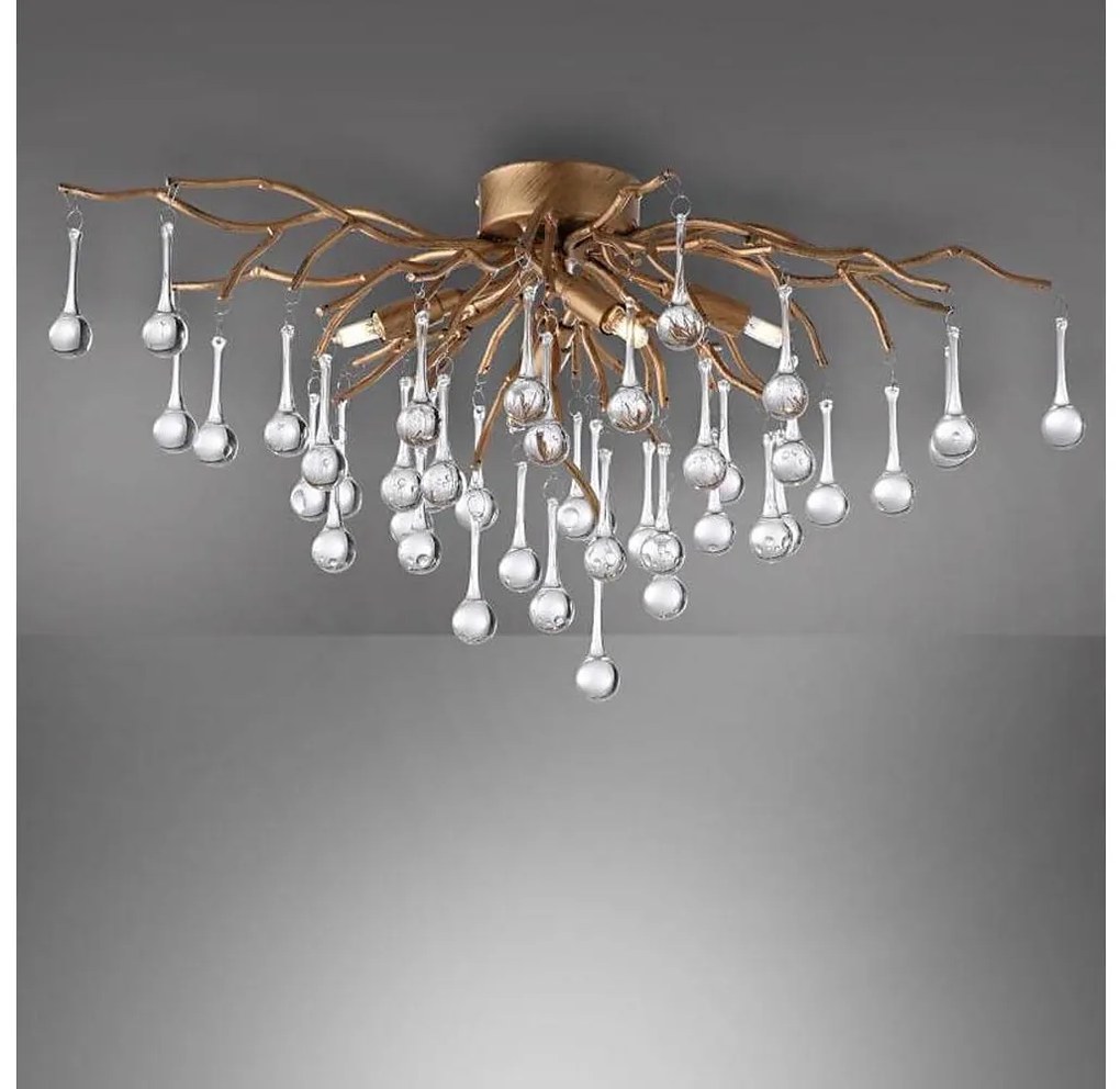 Paul Neuhaus 8090-11 - Żyrandol natynkowy ICICLE 4xG9/40W/230V 30x60 cm mosiądz