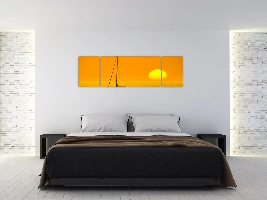 Obraz - Łódź na środku morza (170x50 cm)