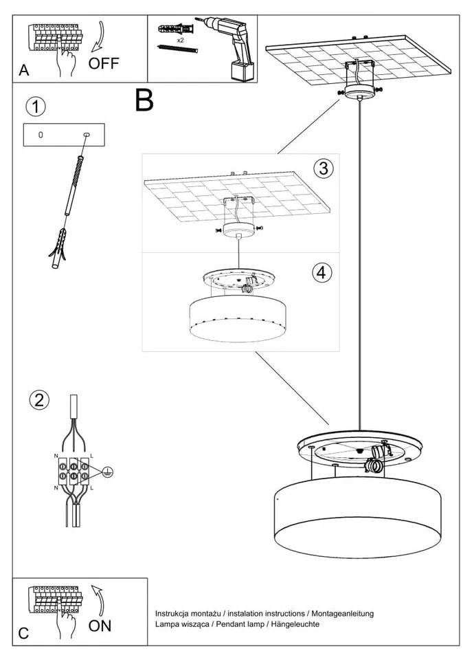 Czarna lampa wisząca ø 35 cm Atis – Nice Lamps