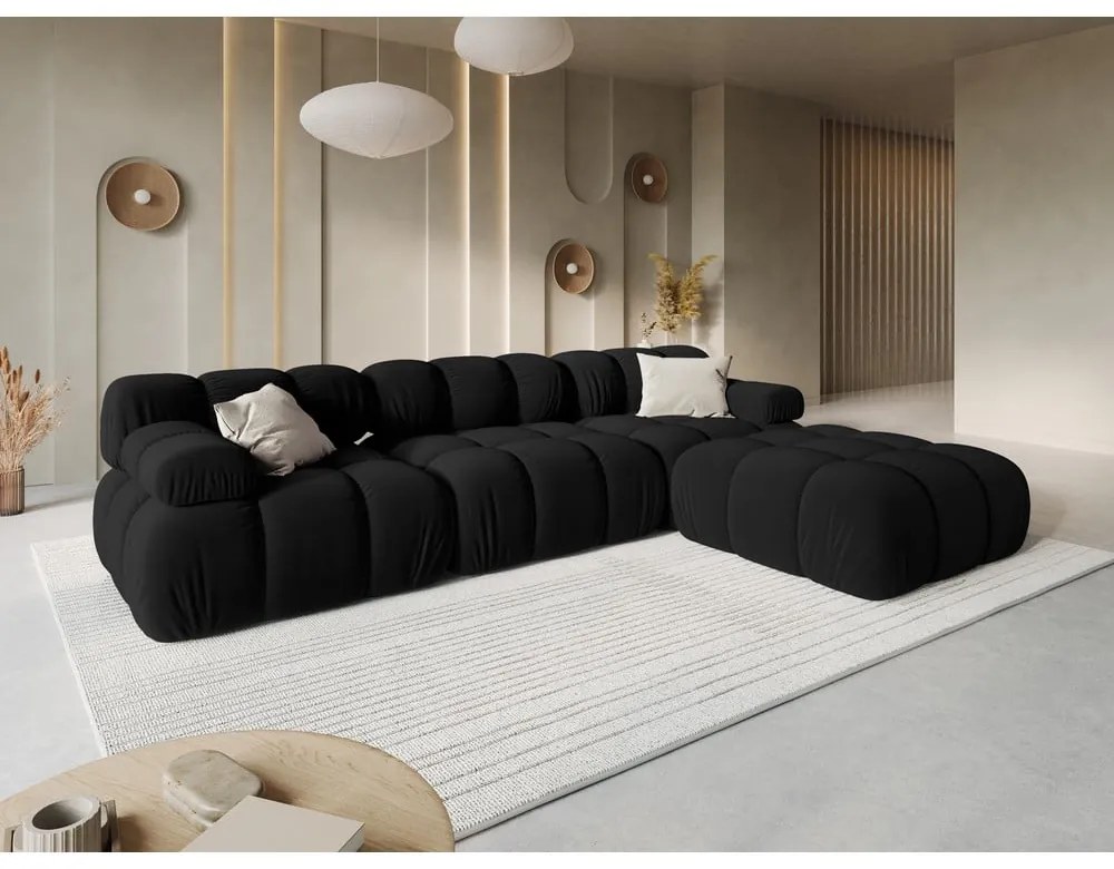 Czarna aksamitna sofa 282 cm Bellis – Micadoni Home