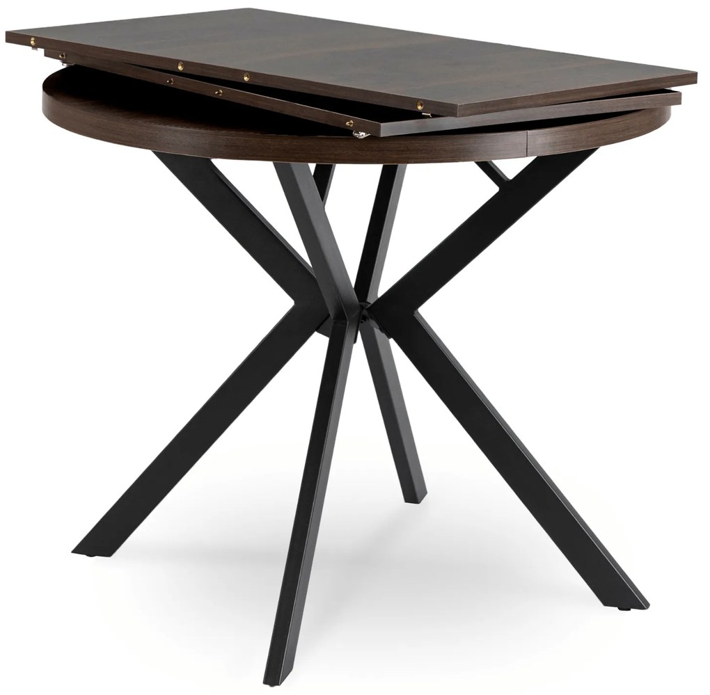 Stół Okrągły Rozkładany LUGO 90-190 cm Orzech/Czarny Loft