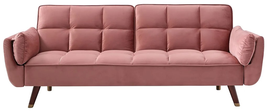Kanapa 3-osobowa rozkładana z różowego weluru – GULCAN