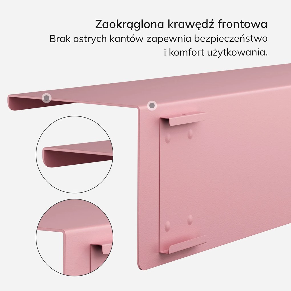 Półka wisząca metalowa pudrowy róż, 700 mm: JOANNE Fresh Style
