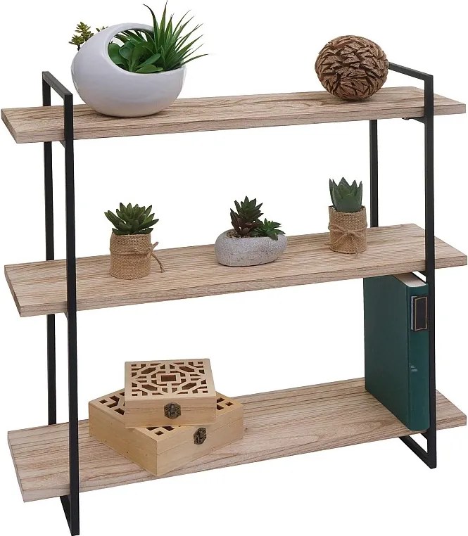 Półka ścienna MCW-K78,  naturalny, metal czarny