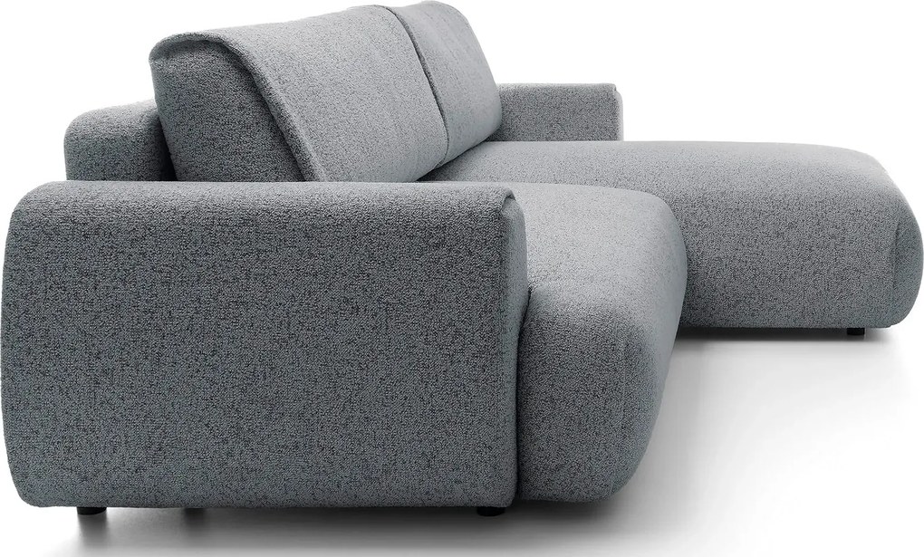 Popielata kanapa narożna rozkładana z pojemnikiem F4-L82