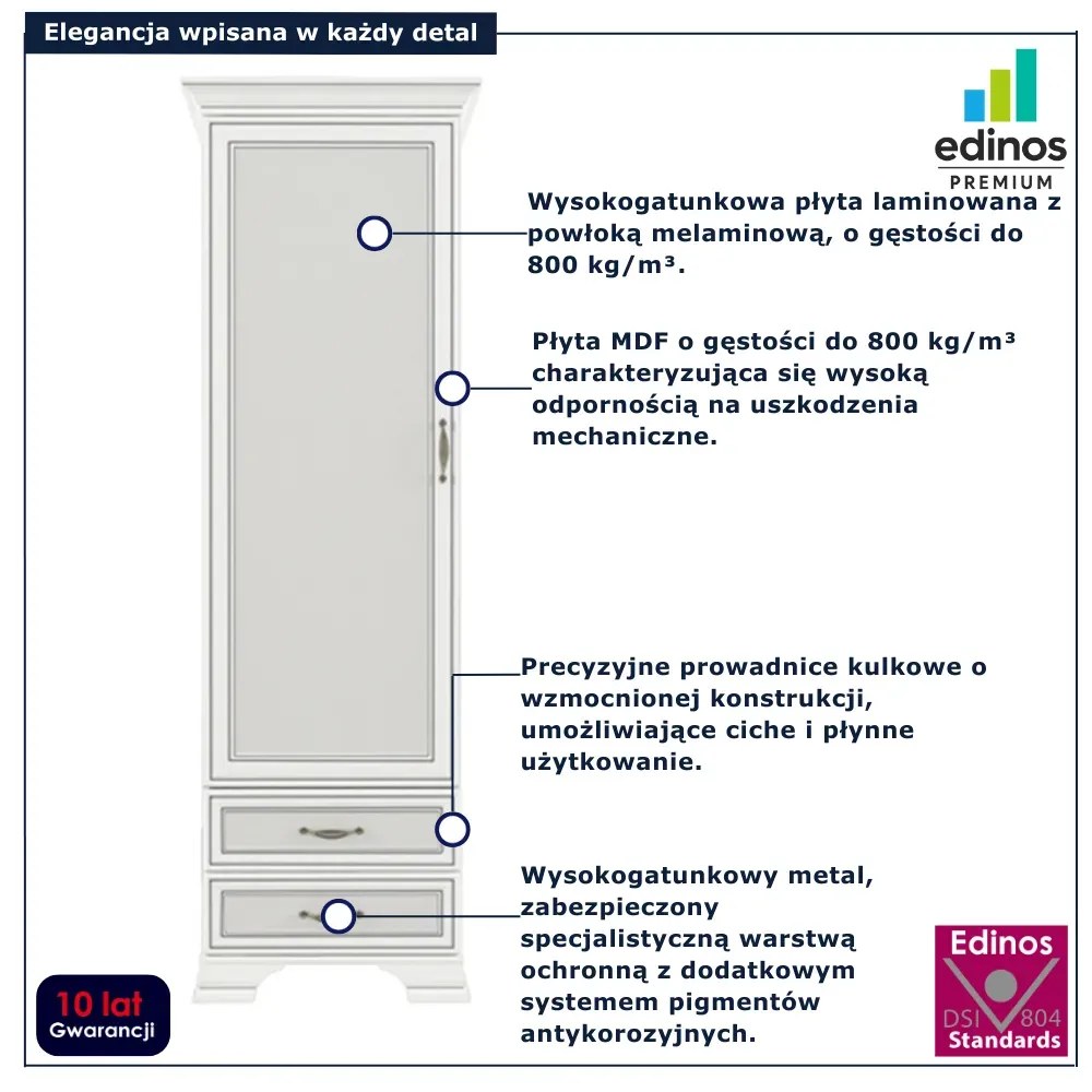 Regał zamykany z 2 szufladami fineline crema G6-H61