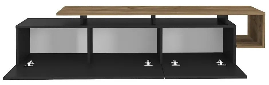 Czarna szafka pod TV w dekorze orzecha 180x46 cm Pia – Kalune Design