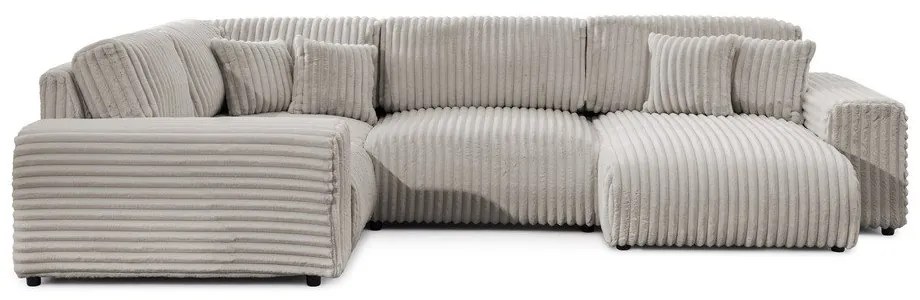 Jasnoszary sztruksowy narożnik (lewostronny/w kształcie litery U) Justin – Ropez