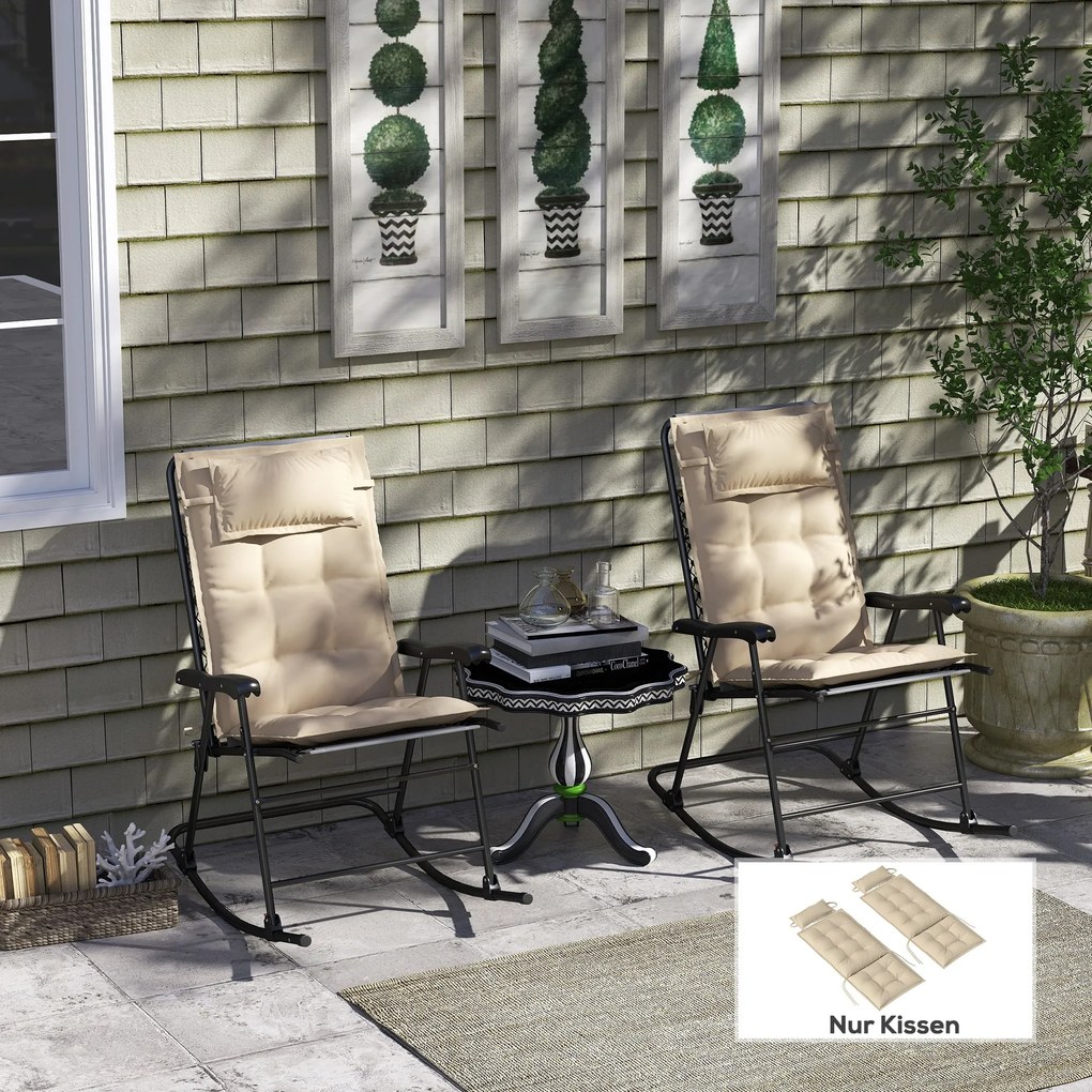 Outsunny Zestaw 2 poduszek na leżak ogrodowy, Wodoodporne, Beżowe, 50x116x5 cm