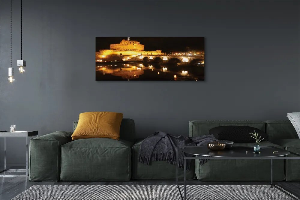 Obraz drukowany na płótnie Nocne Mosty nad Tybrem