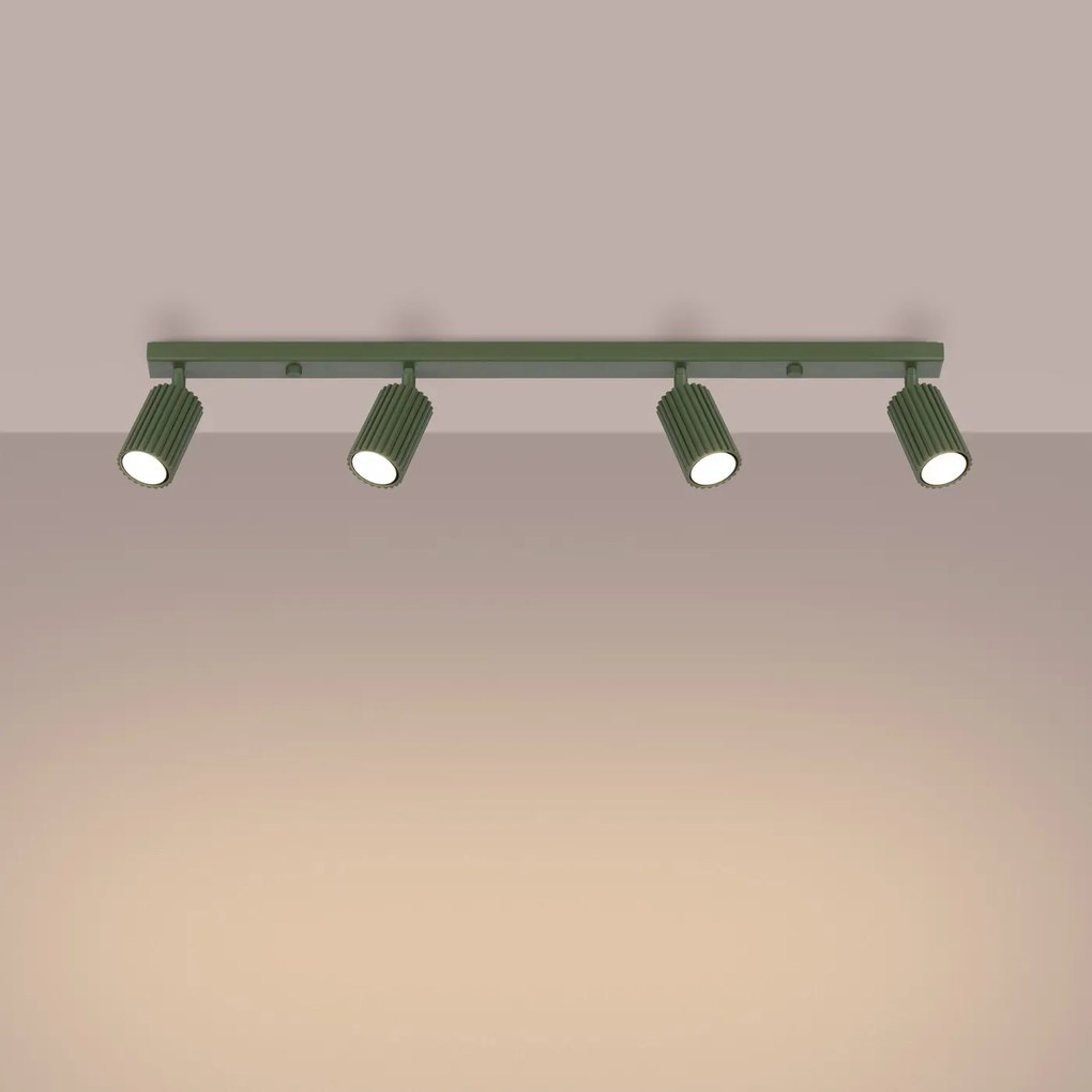 Listwa oświetleniowa 4-punktowa KARBON 4L zielona oliwkowa ryflowana SOLLUX  LIGHTING