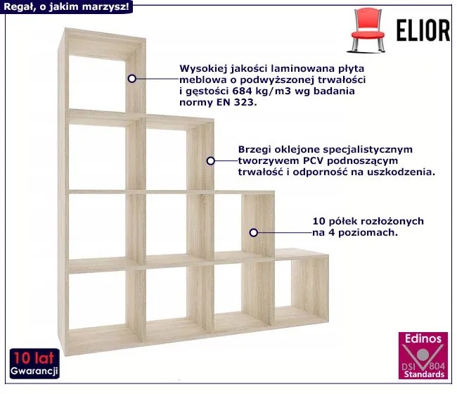 Regał schodkowy z 10 półkami dąb sonoma - Epis