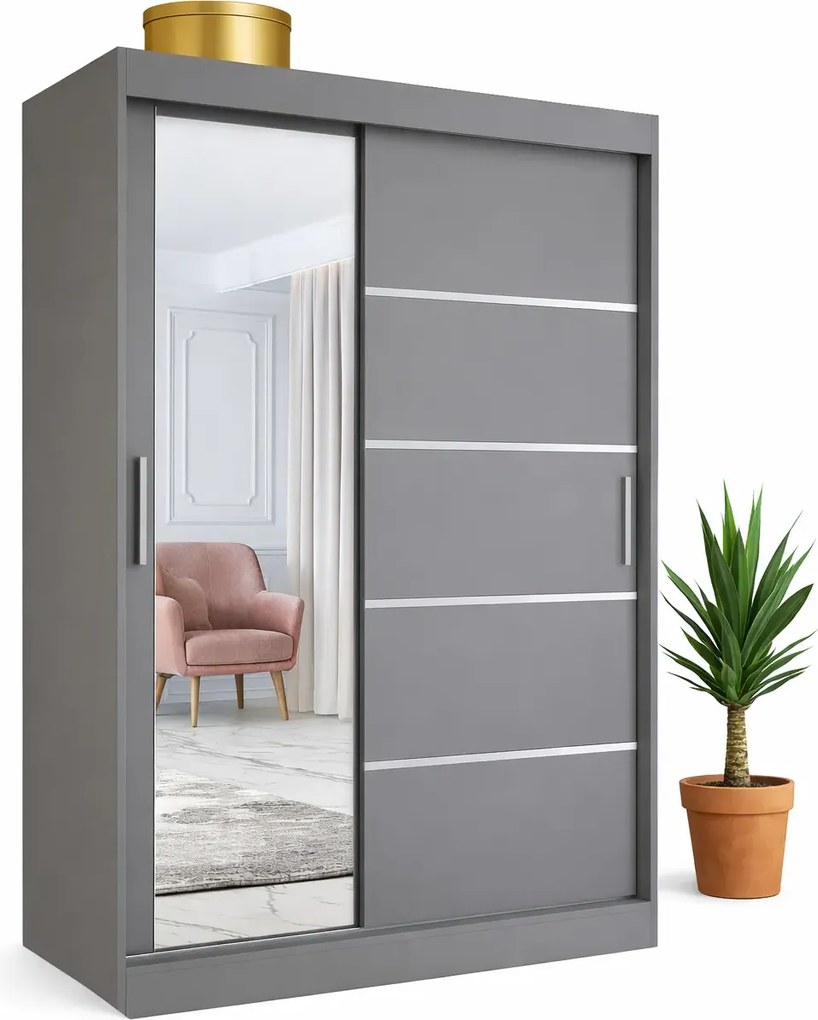 Antracytowa szafa przesuwna 120 cm P6-C45