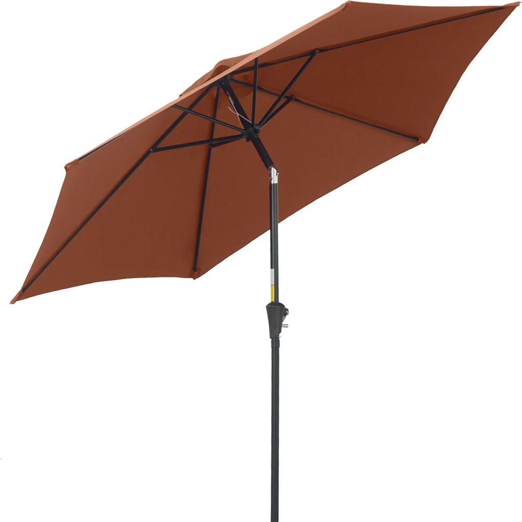 Outsunny Parasol Przegubowy Ogrodowy z Korbką Ręczną Kolor Kawowy Ø2,7x2,35m | Aosom PL