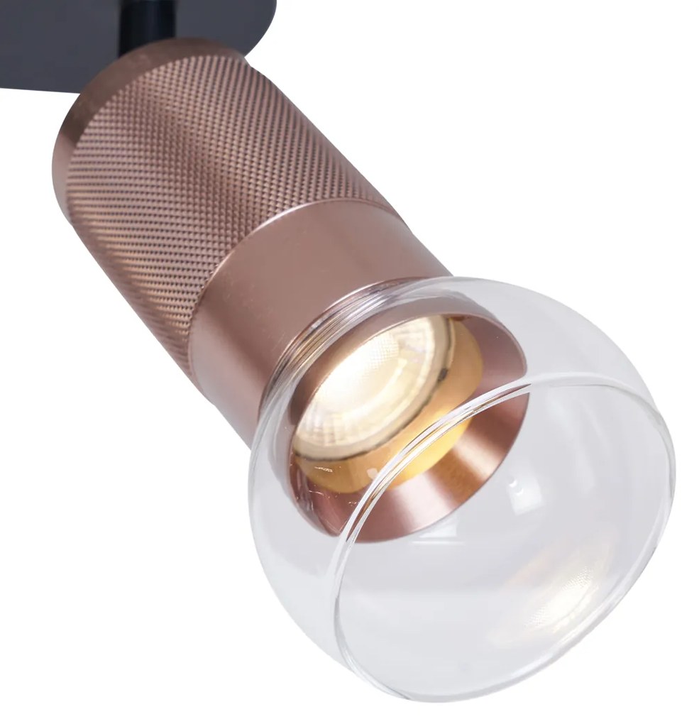 Zaokrąglony reflektor sufitowy ciemny brąz 2-punktowy regulowany - Veerle