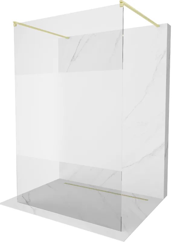 Mexen Kioto ścianka prysznicowa wolnostojąca 140 x 200 cm, transparent/szron 8 mm, złota szczotkowana - 800-140-002-55-35