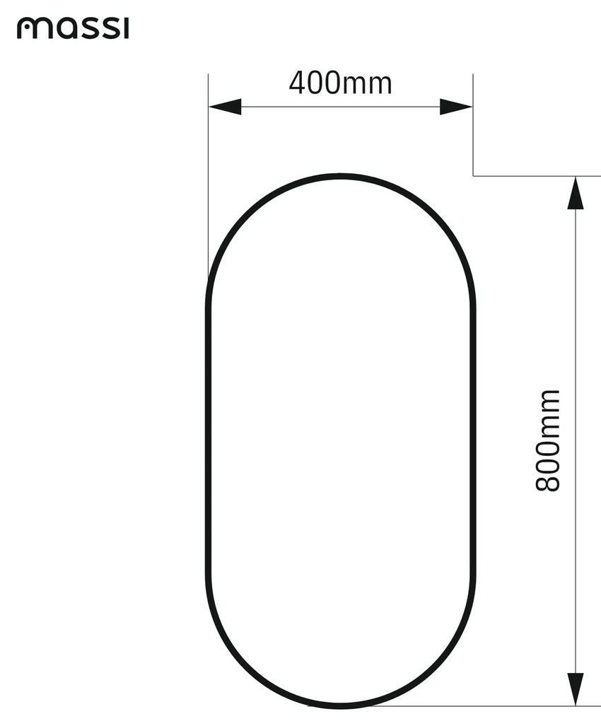 Lustro owalne podświetlane symetryczne bezramowe PLATAN LED | Różne rozmiary | Różne kolory szkła : Kolor tafli szkła - Brąz, Rozmiar - 40 x 80 cm